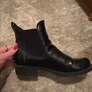 Call It Spring Black Croc-Embossed Ankle Boots